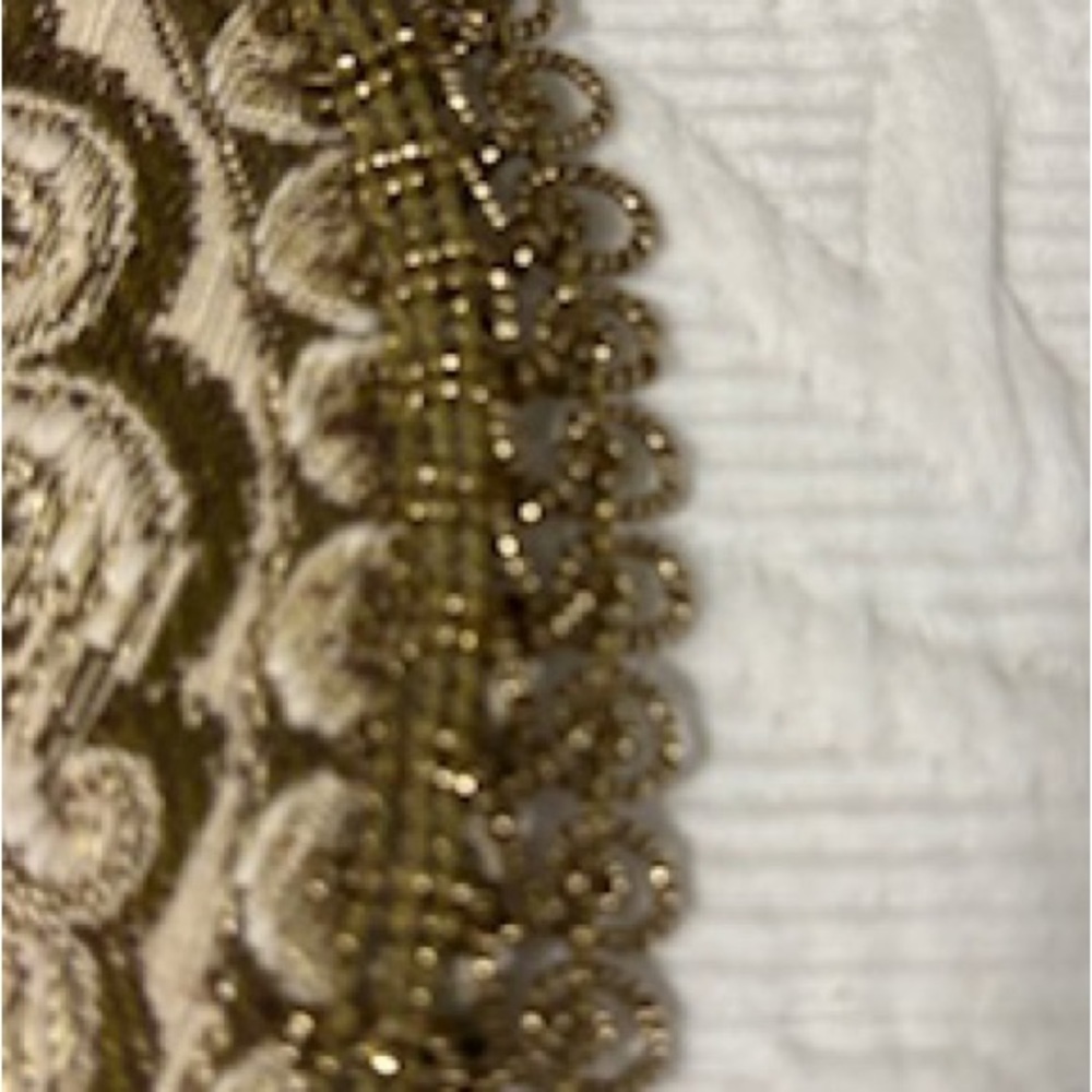 2-Antique Victorian Metallic Doilies ~ Gold Tone Netting Trim Floral Tapestry - Picture 5 of 8